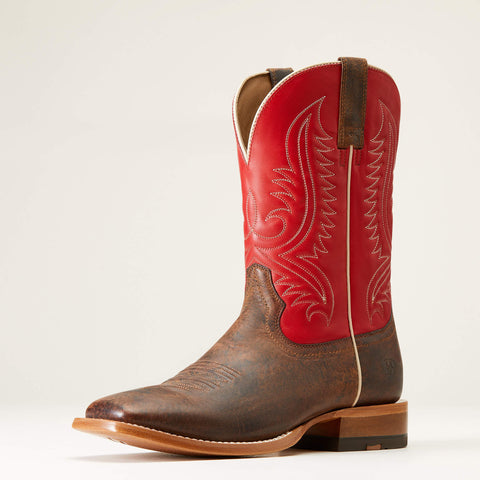 Front and side view of Men's Red Circuit Paxton Broad Square Toe Boots. 