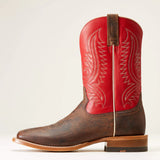 Full side view of Men's Red Circuit Paxton Broad Square Toe Boots. 