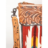 close up of purse strap and tooling