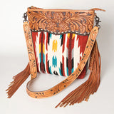 Blanket Purse with tooled shoulder strap, fringe and floral tooling