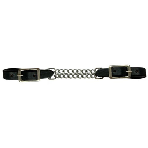 Showman Leather Curb With Double Chain