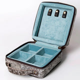 Inside view of American Darling Tooled Floral Leather & Cowhide Jewelry Case 