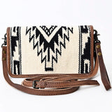 Black white aztec purse