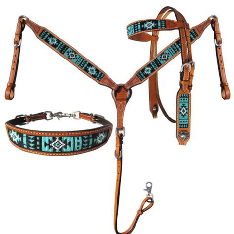 Showman Turquoise Beaded Inlay Wither Strap