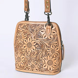 Tan tooled floral pattern purse