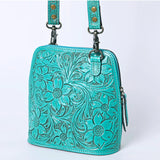 Turquoise floral tooled square purse