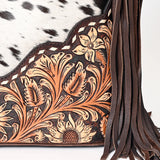 close up of Sunflower tooling and fringe