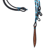 close up of the leather popper with tooled leather