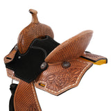 Back side view of Double T Cheyenne Spinal Relief Barrel Style Saddle