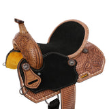 Front view of Double T Cheyenne Spinal Relief Barrel Style Saddle
