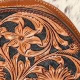 Close up view of the floral tooling