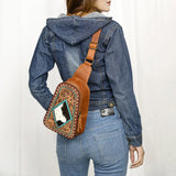 American Darling Diamond Hide Tooled Sling Bag