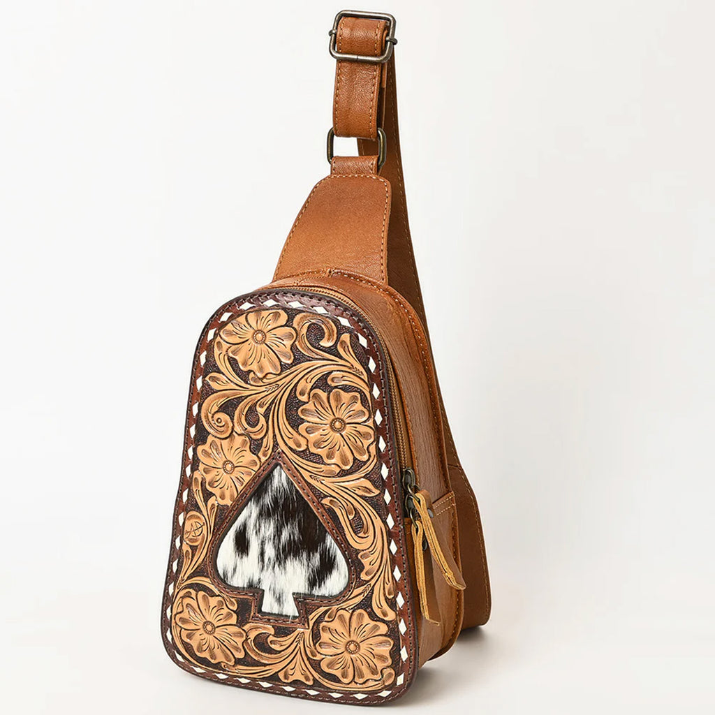 American Darling Tooled Spade Hide Sling Bag
