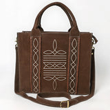 American Darling Chocolate Boot Stitch Suede Tote Bag