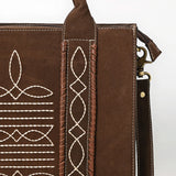 close up of white boot stitching