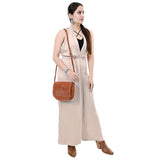 American Darling Chocolate Roughout Boot Stich Leather Crossbody