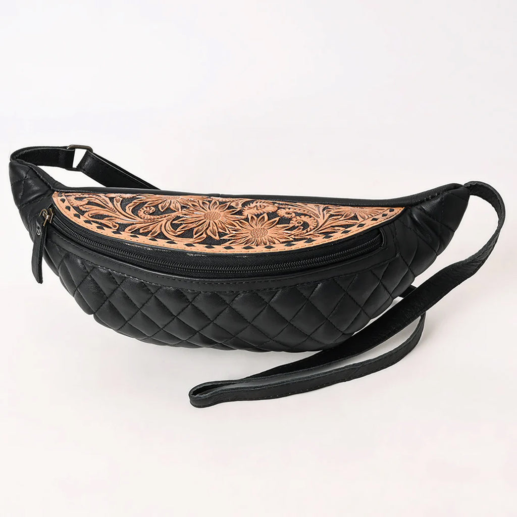Front side view of Quilted Leather Fanny Pack 