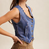 Denim Scallop Edge Vest