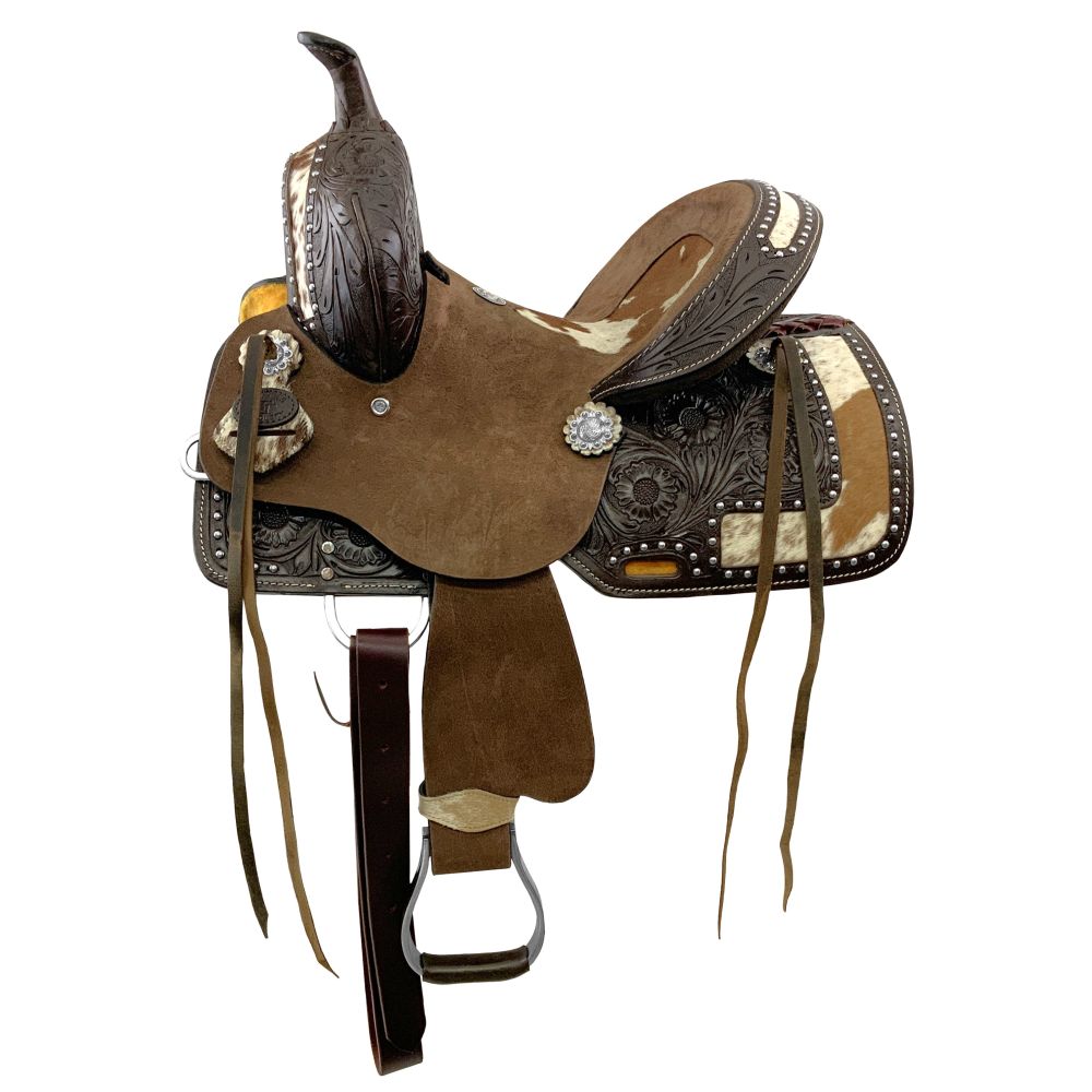 Double T Wild West Floral Youth Barrel Saddle