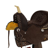 Front side view of Double T Vivien Barrel Style Saddle