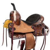 Front of Double T Wildhide Series Alma Barrel Style Saddle 