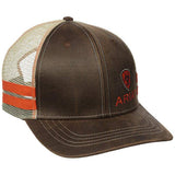 Ariat® Men's Brown/Orange Offset Shield Oilskin Cap