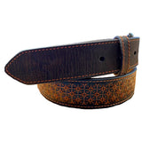 Hooey Men's 2 Tone Brown Tooled Belt