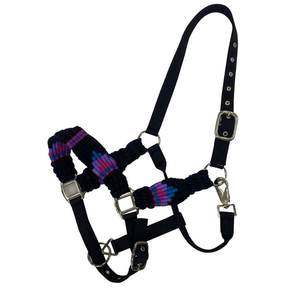 Black and Purple Noseband Bronc Hater with Silver Bucklings