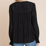 Vanilla Bay Women's Solid Shirring Ruffle Sleeve Shirt