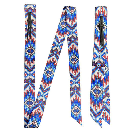 Showman Blue Tribal Skies nylon tie strap and off billet with 2-ply webbed construction and bold Southwest-inspired print