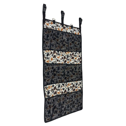 Cow print organizer with mesh pockets