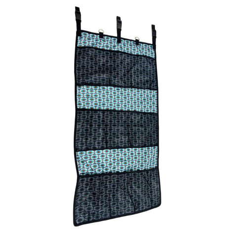 Blue and grey print aztec organizer with mesh pockets