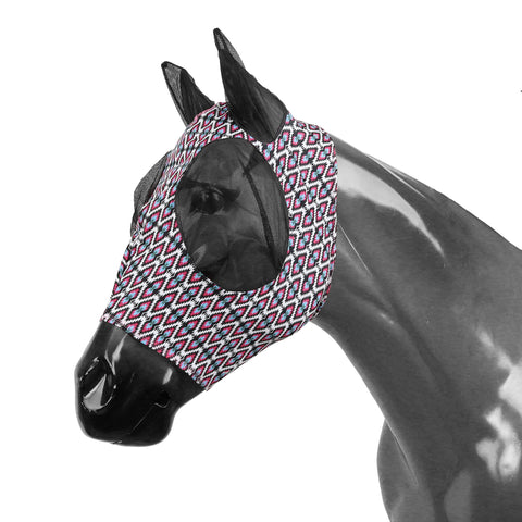 Pink navajo fly mask with mesh ears and eyes