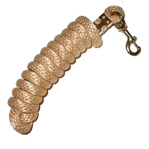 Flat lay of coiled up tan poly lead. 