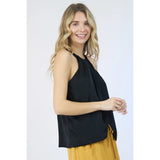 Women's Solid Pleated Halter Tank