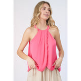 Women's Solid Pleated Halter Tank