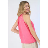 Women's Solid Pleated Halter Tank