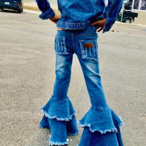 Shea Baby Girl's Denim Ruffle Bell Jeans