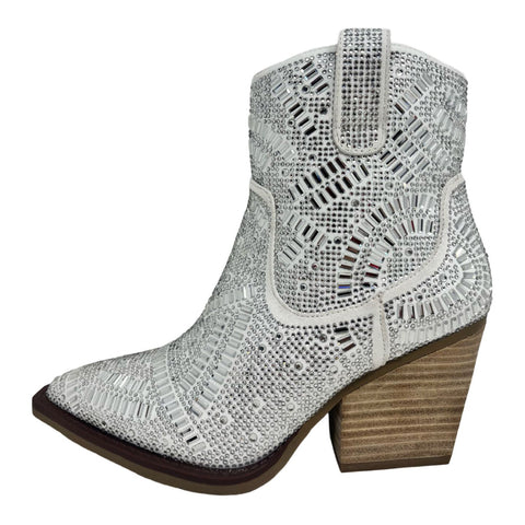 Very G Women's Cream Sparkle Maze Bootie