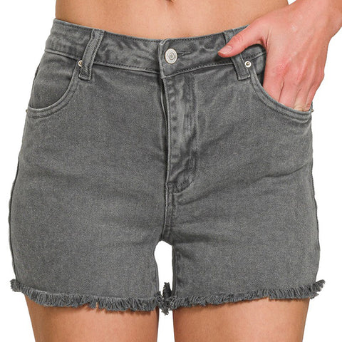 Ash Black Mid Rise Shorts