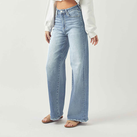 Risen High Rise Wide Flare Jeans