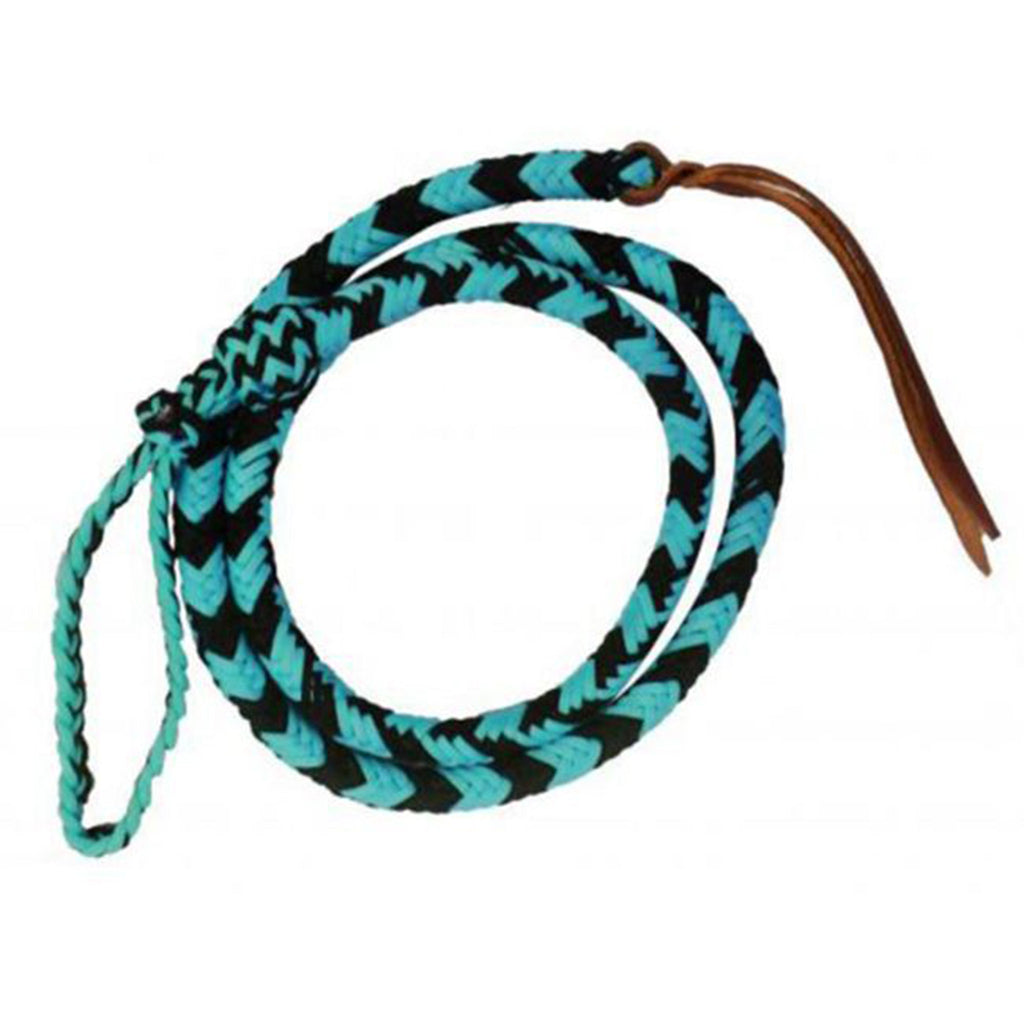 Showman Braided nylon Over & Under whip in Teal & Black