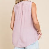 Women's Solid Ruffle Sleeveless Top