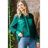 Women's Hunter Green Sheer Pocket Long Sleeve