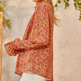 Andree Women's Rust & Plum Floral Blouse