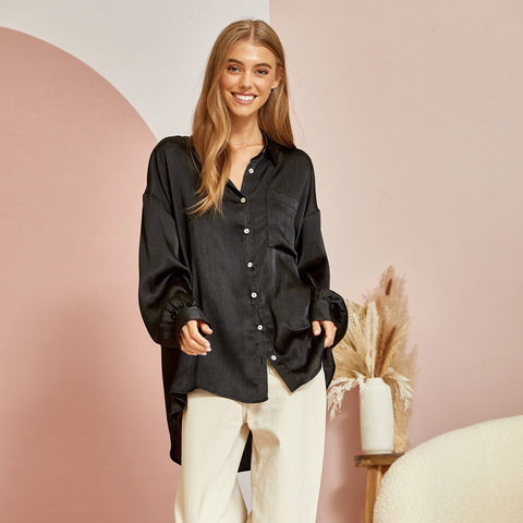 Andree Women's Black Shiny Blouse