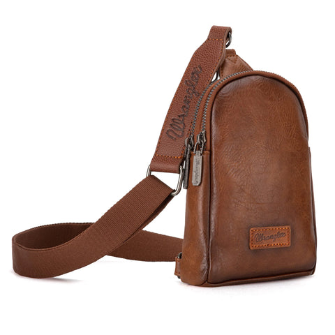Brown Sling Bag with 2 zipper pockets