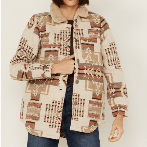 Cotton & Rye Women's Ivory Aztec Sherpa Jacket