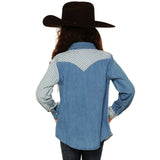 Girls Denim Stripe Block Shirt Back View