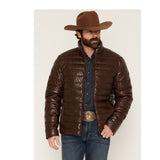 Panhandle Slim Men's Faux Leather Puffer Jacket-Brown